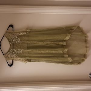 NWT, Aratta Silent Journey Fly Away Olive Green Sheer Tank Top